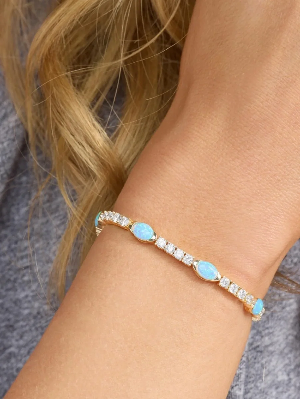 Melinda Maria Gold Bracelet with Blue Opal and Diamondette Stones